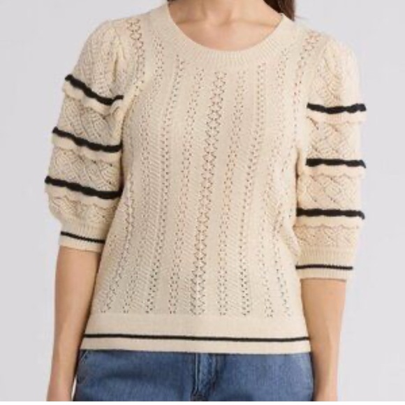DR2 puff sleeve knit sweater women’s medium NWT - Picture 1 of 3
